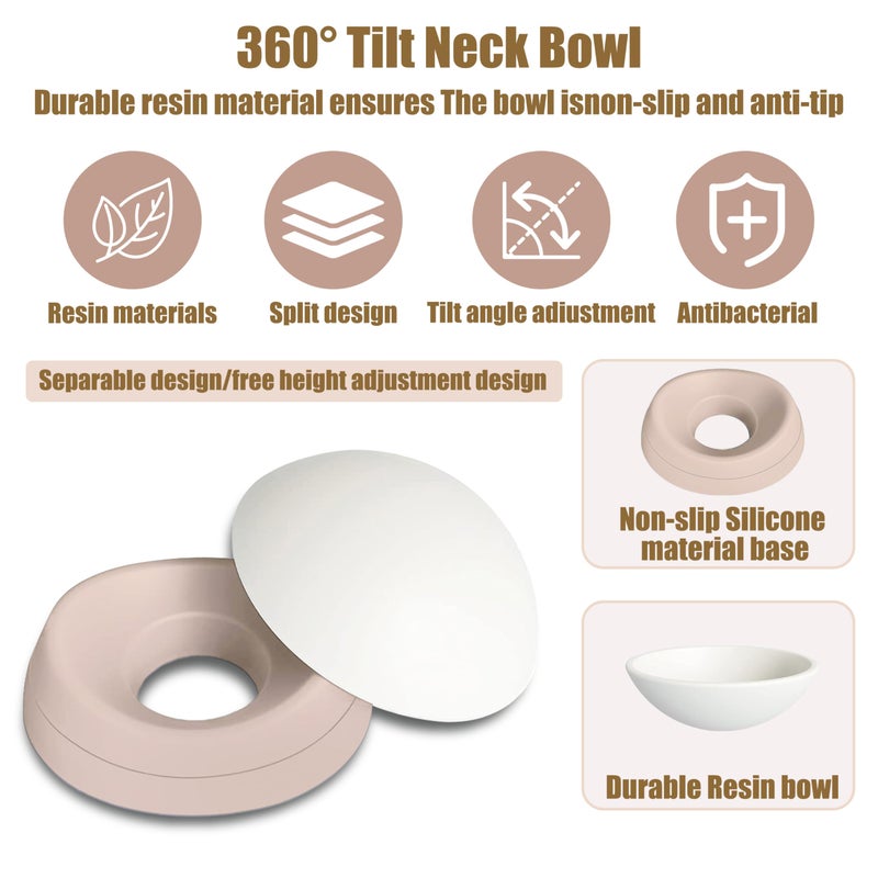 Umysky French Bulldog Food Bowl- Slanted Tilted Pug Food Water Bowl,Cat Bowl- Feeder for Frenchie/Shih Tzu/Flat Faced Small Dogs/Puppies/Cats (Lightpink, 2 Cup) - Image 4